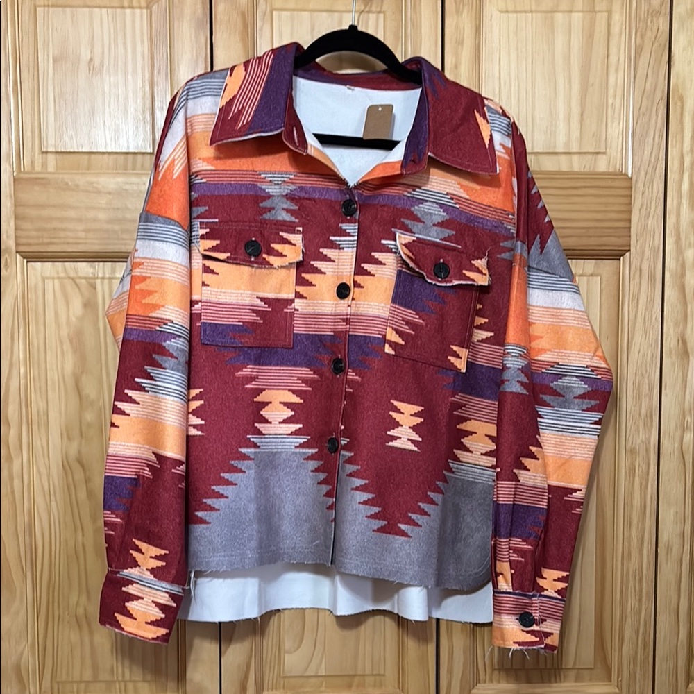 Colorful Geometric Button-Up Jacket